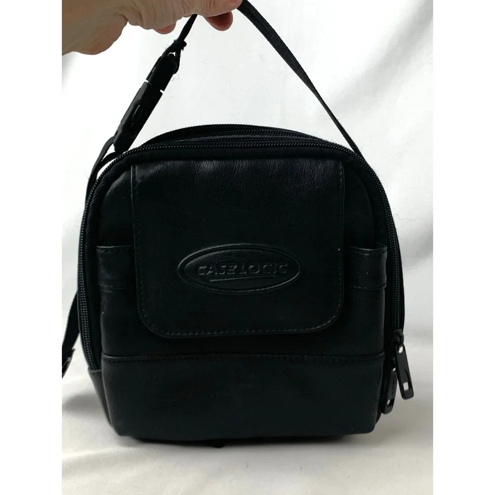 Case Logic Bag Faux Leather For Camera CD Player Walkman Carry Travel Zip Soft